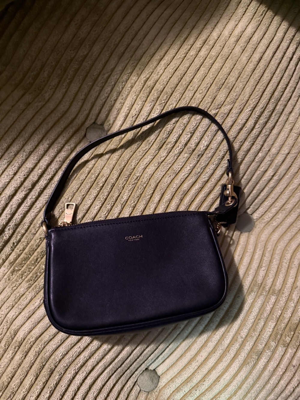 Coach Black Leather Mini Shoulder Bag with Gold Hardware